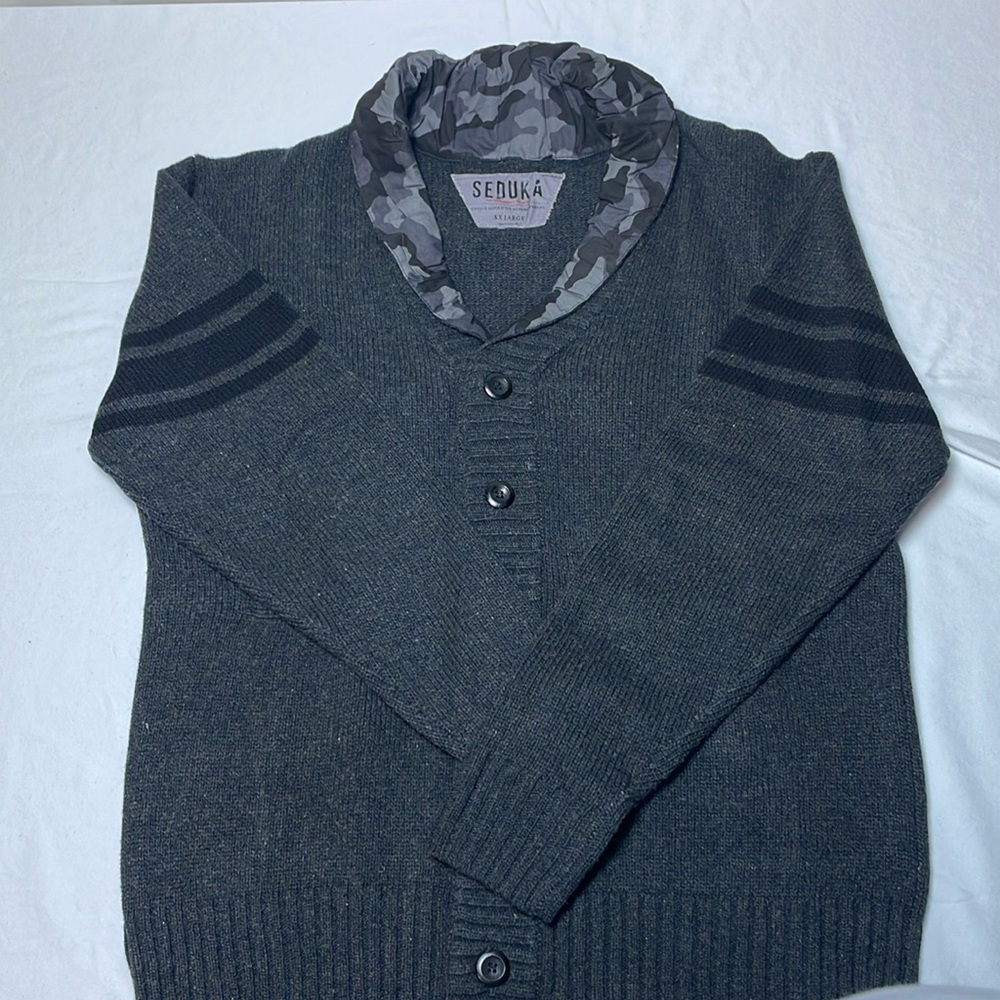 Seduka Men's Shawl Collar Button Down Sweater